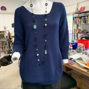 NavyBlue ScoopNeck 3/4 Slv Sweater/L